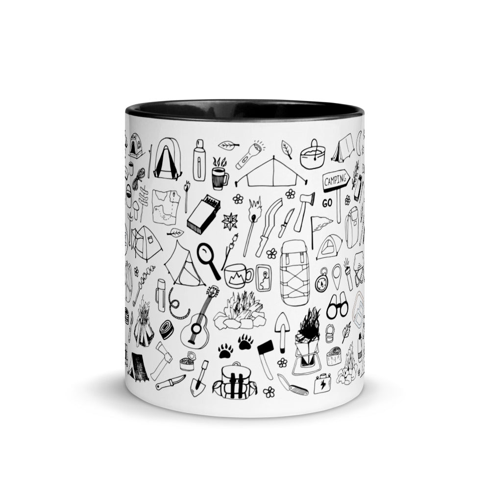 a black and white photo of a coffee mug 